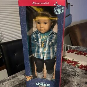 American Girl Logan Doll in Teal Plaid Shirt